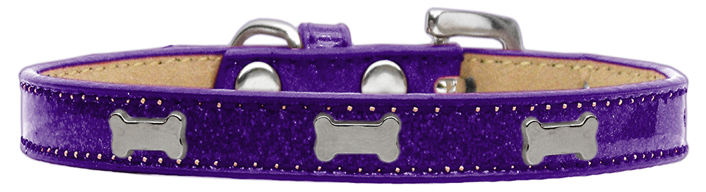 Silver Bone Widget Dog Collar Purple Ice Cream Size 20